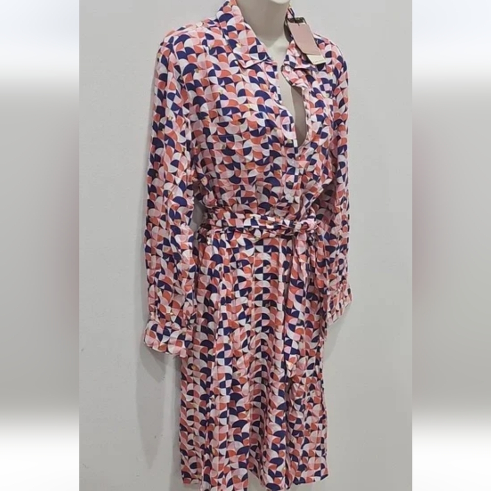 Colorful Long Sleeve Geometric Dress